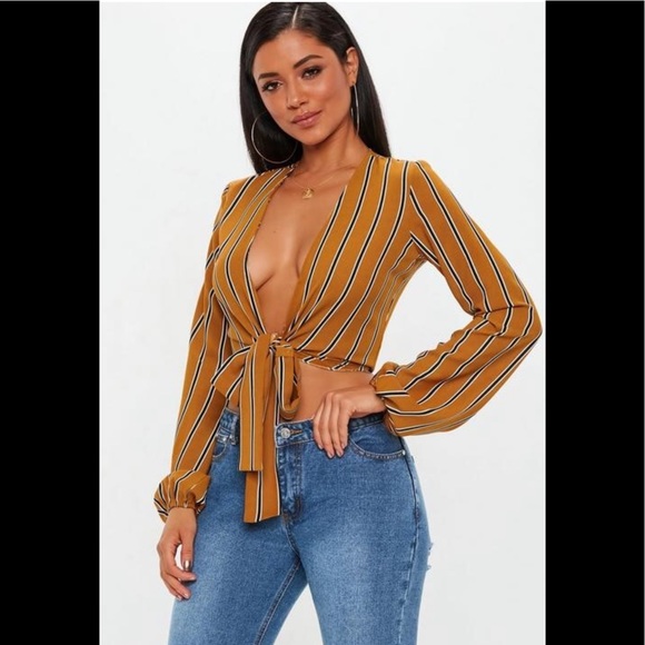 Mustard Tie Front Top - Picture 1 of 5